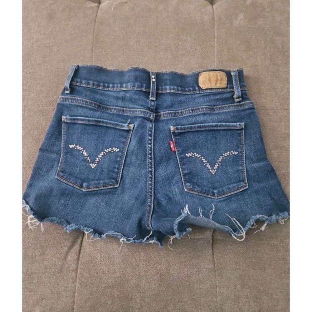 Levi's 512 Bootcut Jeans Cut Into Shorts Mid Rise Rawβ Hem Jeweled Pockets 4M